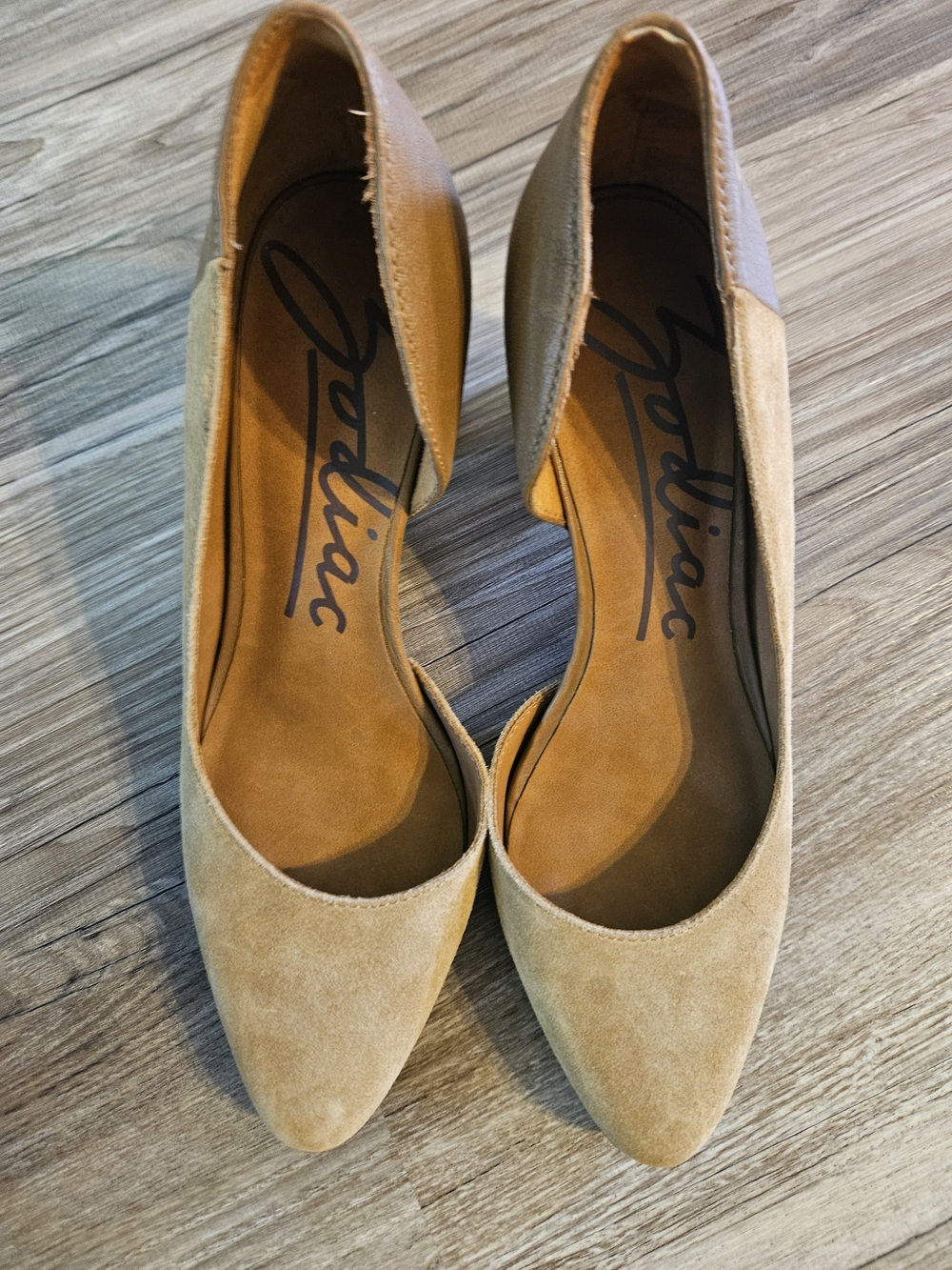 Zodiac Tan Suede Pointed-Toe Flats